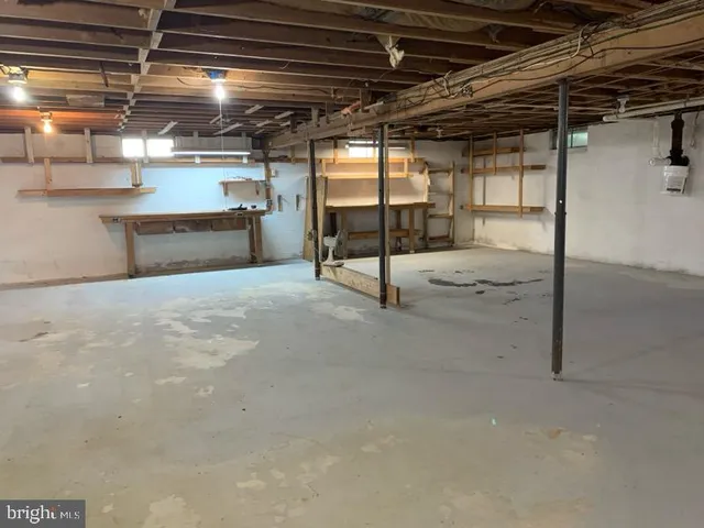 a view of a storage & utility room with racks