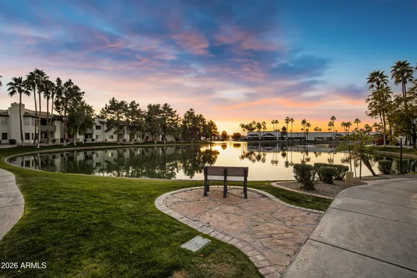 a park view with a bench