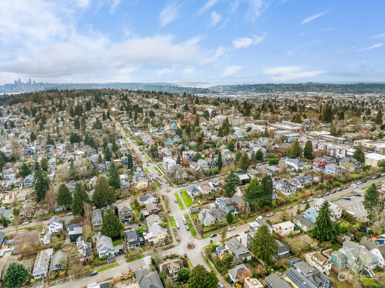 356 North 75th Street, Unit B Seattle, WA 98103 - Photo 31 of 32 an aerial view of residential building and trees around
