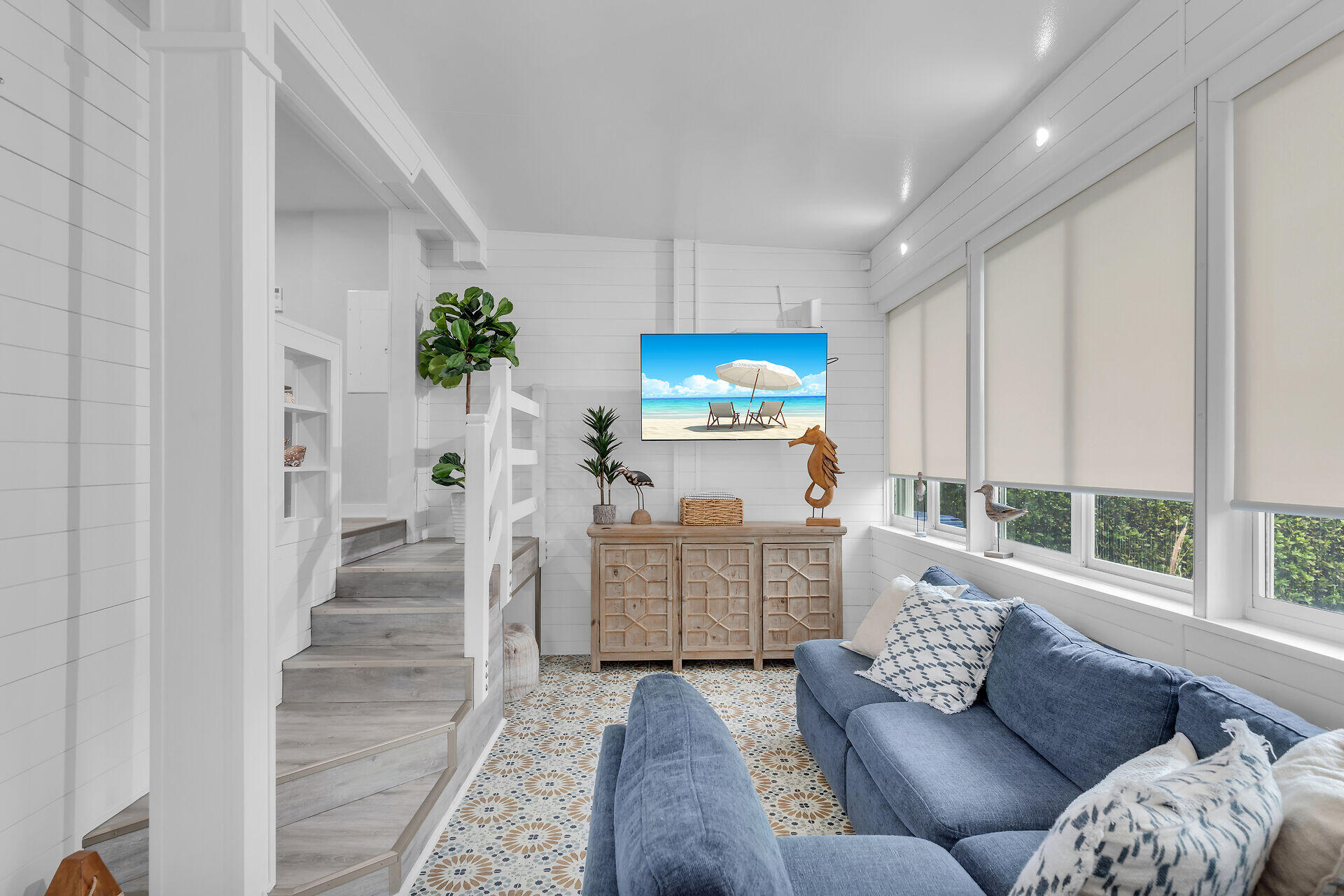 553 Oldsmar Lane Key Largo, FL 33037 - Photo 20 of 48 a living room with furniture and a flat screen tv
