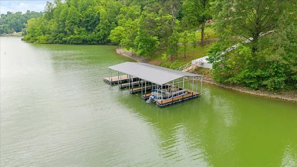 a view of a lake with houses