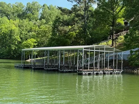 a view of a lake with a large trees