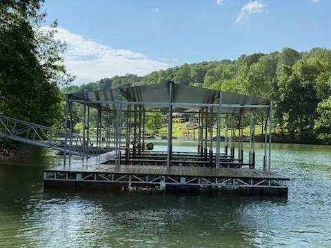 a view of a lake with a house