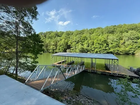 a view of a balcony with lake view