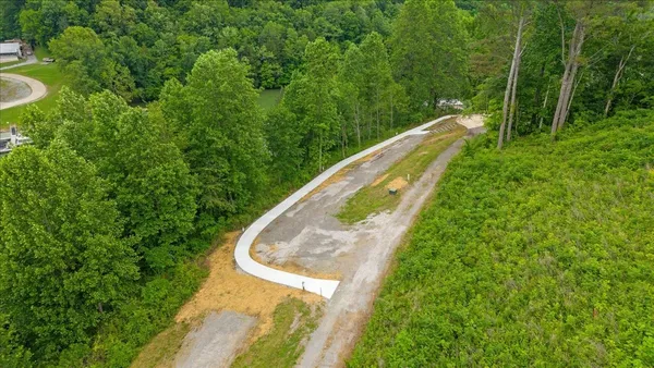 a view of a yard with a swimming pool