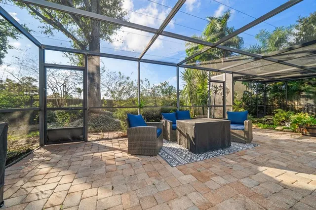 a view of outdoor space with seating