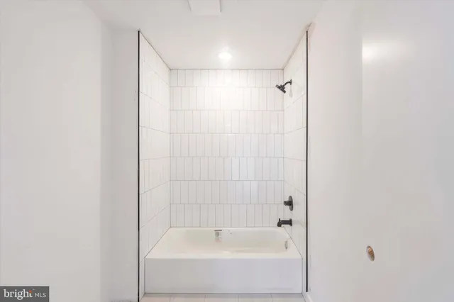 a bathroom with a bathtub
