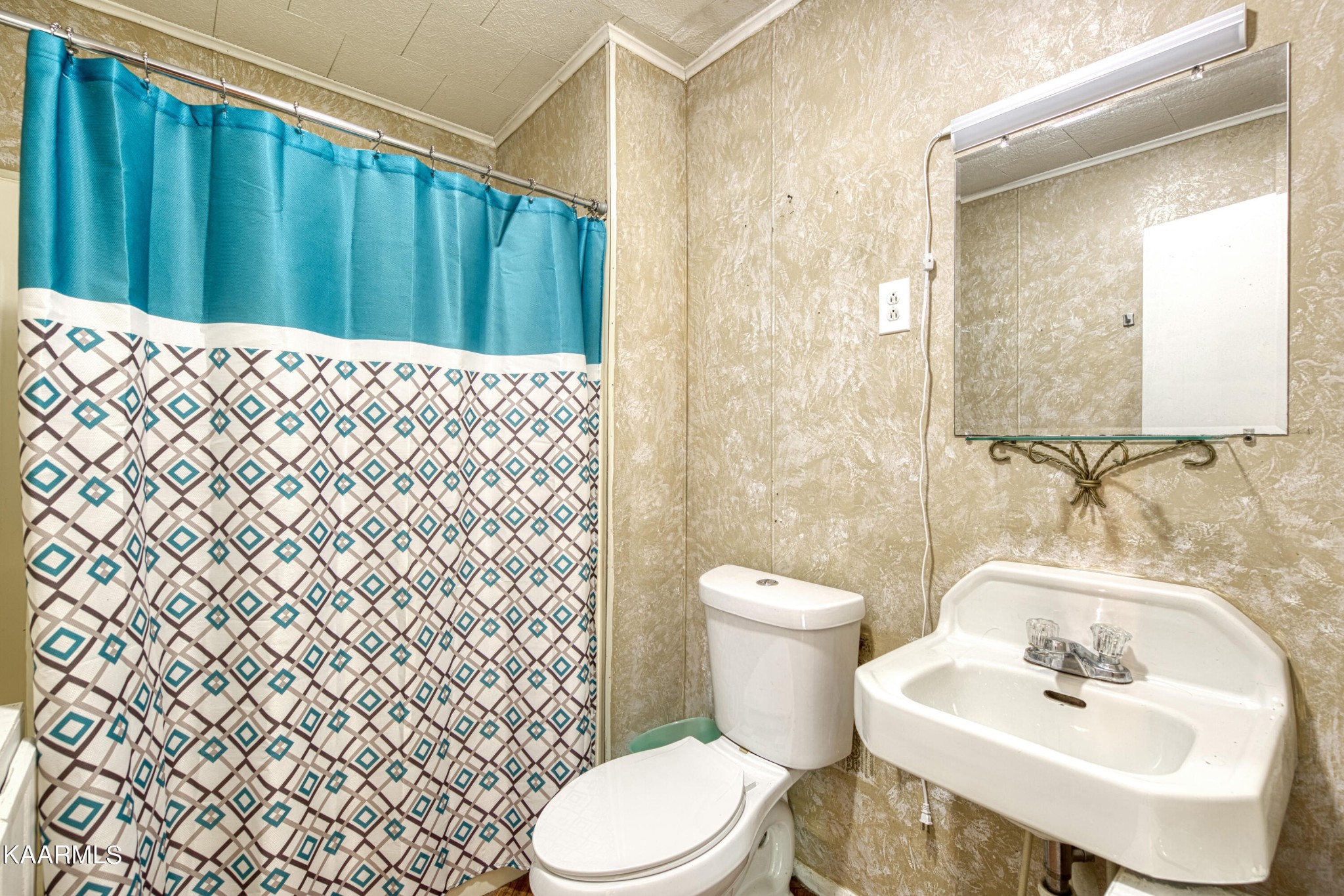764 Mt Olive Road Andersonville, TN 37705 - Photo 6 of 37 a bathroom with a sink a toilet and shower curtain