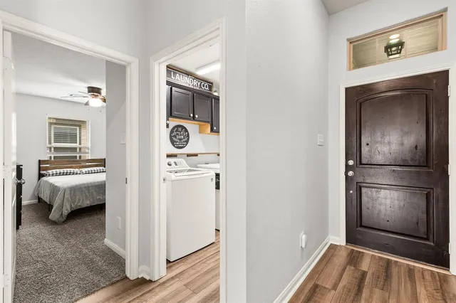 a utility room with dryer and washer