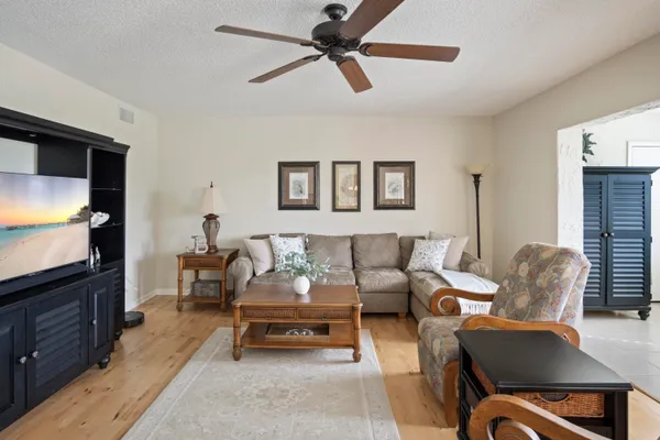 a living room with furniture