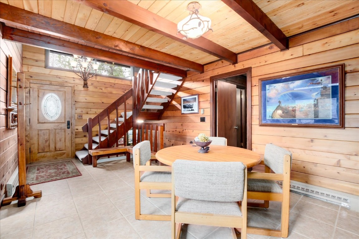 522 Wellington Road Breckenridge, CO 80424 - Photo 13 of 43 a dining room with furniture and a floor to ceiling window