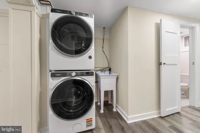 a utility room with dryer and washer