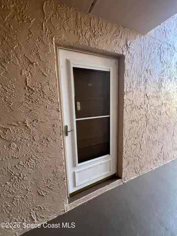 a view of a wooden door