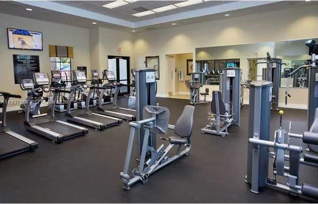 a view of a room with gym equipment