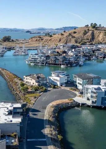 a view of a lake with houses