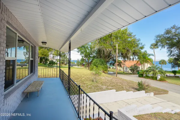 a view of a backyard with plants