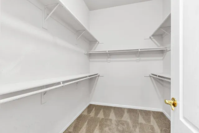 a view of an empty walk in closet