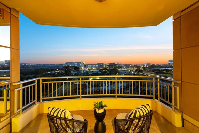 a view of a balcony with lake view