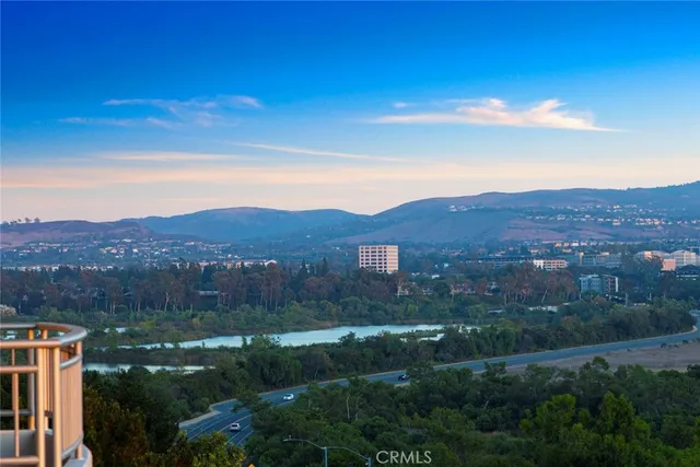 a view of a city with sunset view