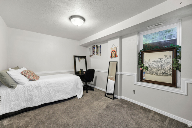 892 East 400 South Smithfield, UT 84335 - Photo 27 of 44 Bedroom featuring a textured ceiling and carpet floors