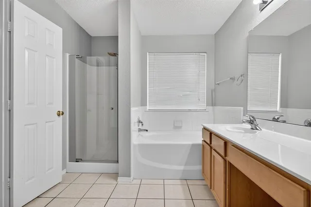 a bathroom with a bathtub a sink a vanity and a shower
