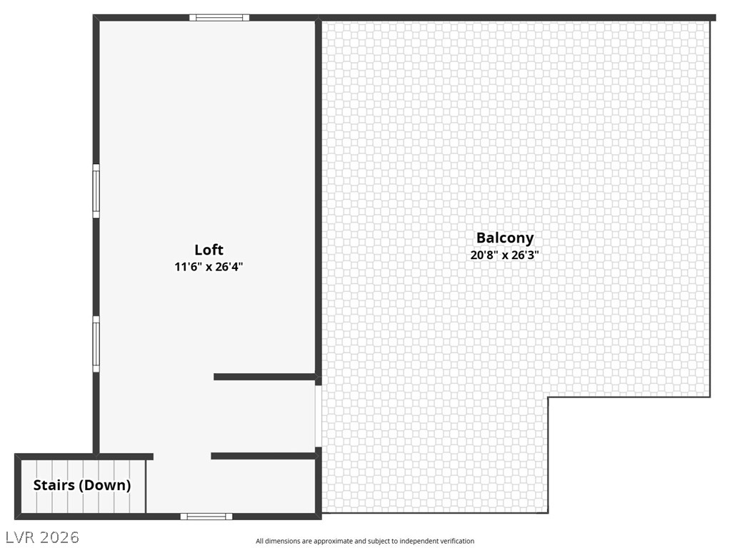 1831 West Horn Road Pahrump, NV 89048 - Photo 59 of 59 Floor plan displaying a spacious loft, balcony, and convenient stair access.
