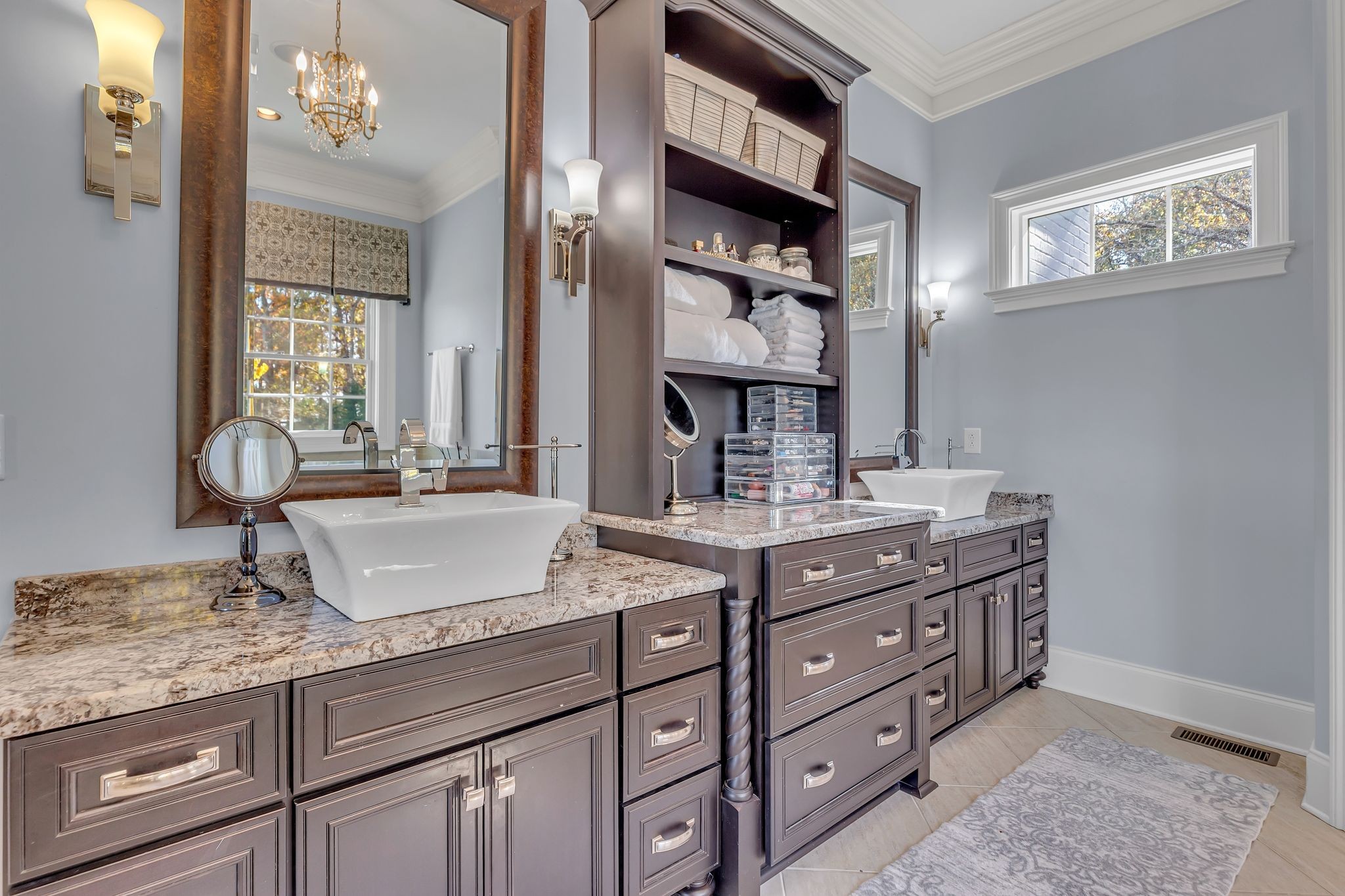 7167 Williams Road Christiana, TN 37037 - Photo 28 of 53 a bathroom with a granite countertop double vanity sink and a mirror