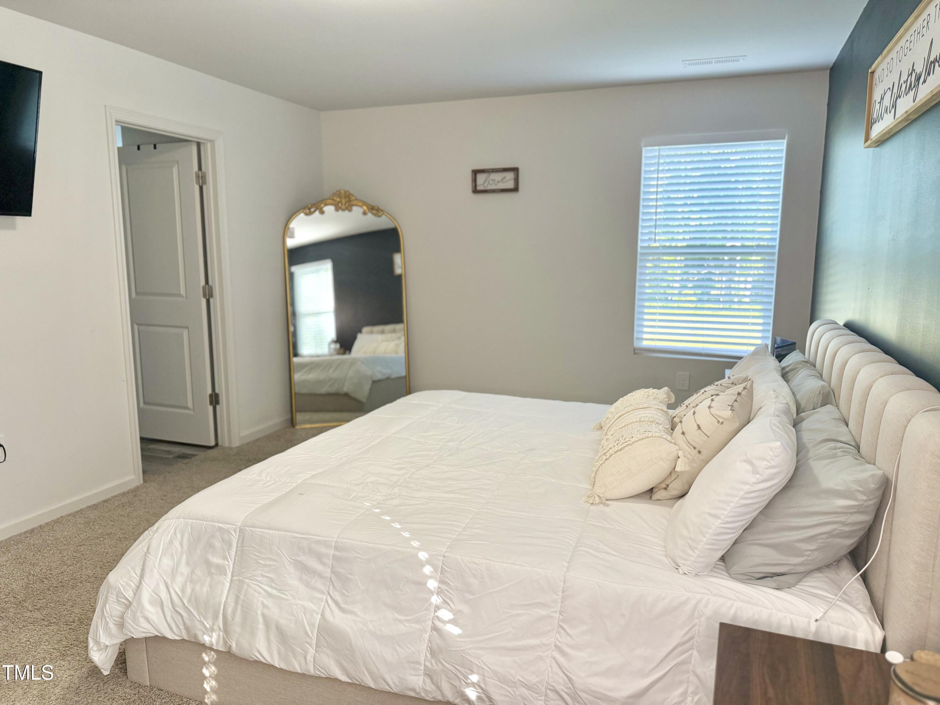 150 Riley Way Spring Hope, NC 27882 - Photo 19 of 27 a bedroom with a bed and a mirror