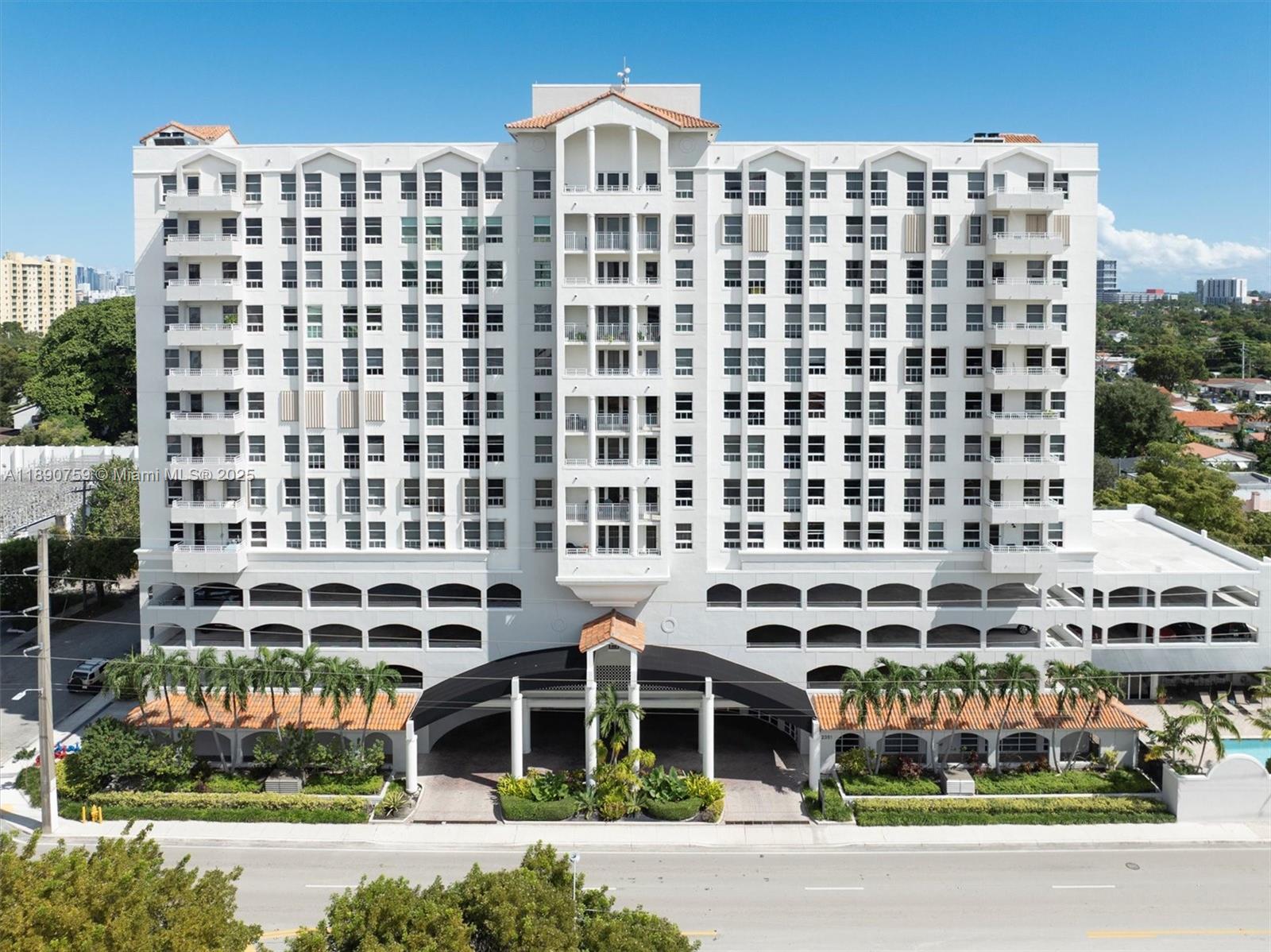 a front view of a building