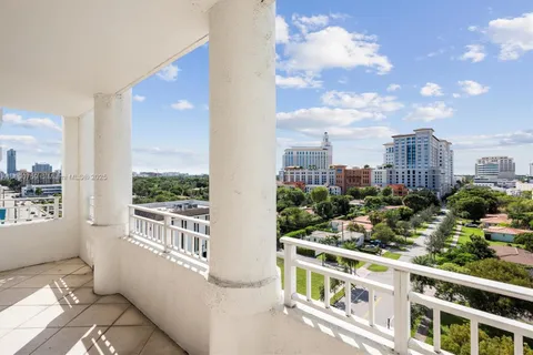 a view of a city from a balcony