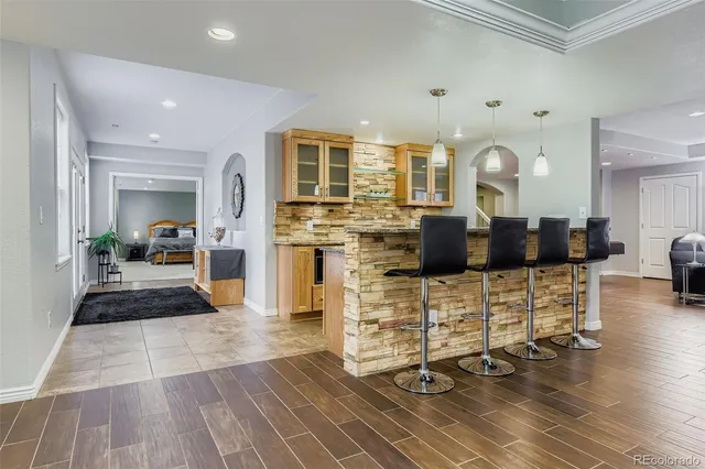 a living room with furniture