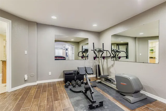 a view of a room with gym equipment