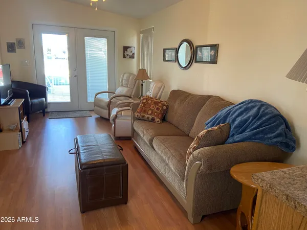 a living room with furniture and a couch