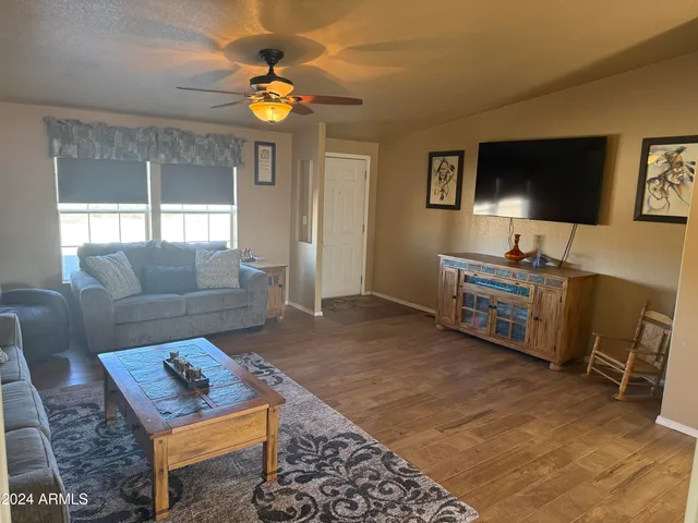 a view of a room with a window