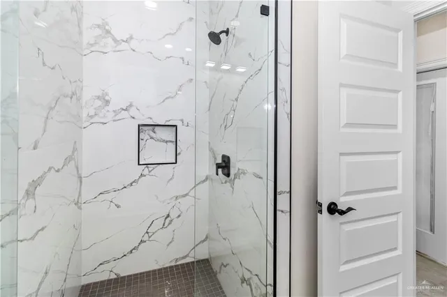 a bathroom with a shower