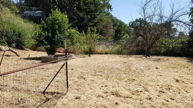 a view of wooden fence and a forest