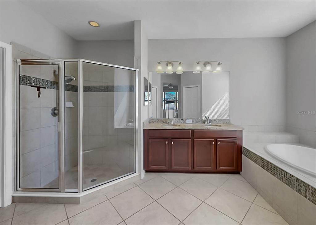 7109 Spindle Tree Lane Riverview, FL 33578 - Photo 22 of 42 a bathroom with a tub a sink and mirror