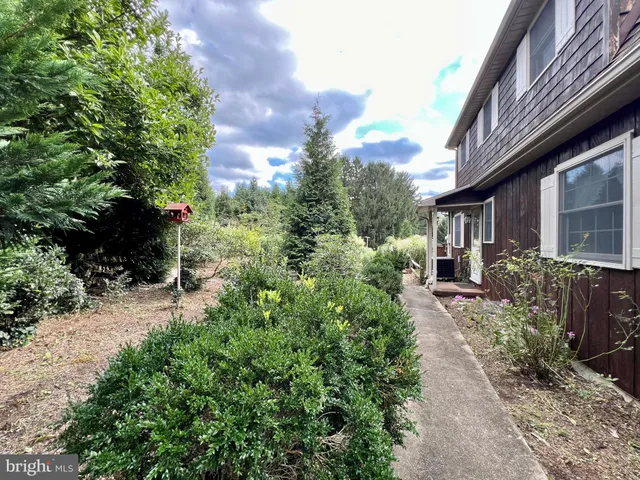 a view of a pathway both side of house