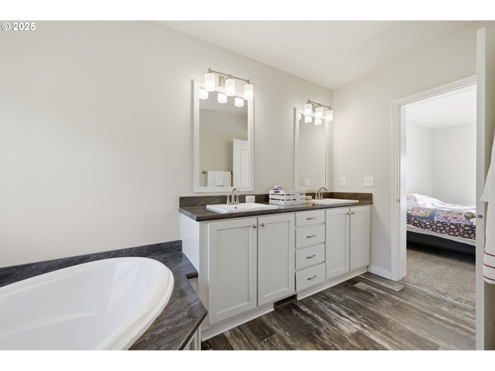 39557 Little Fall Creek Road Fall Creek, OR 97438 - Photo 23 of 43 a bathroom with a sink and a mirror