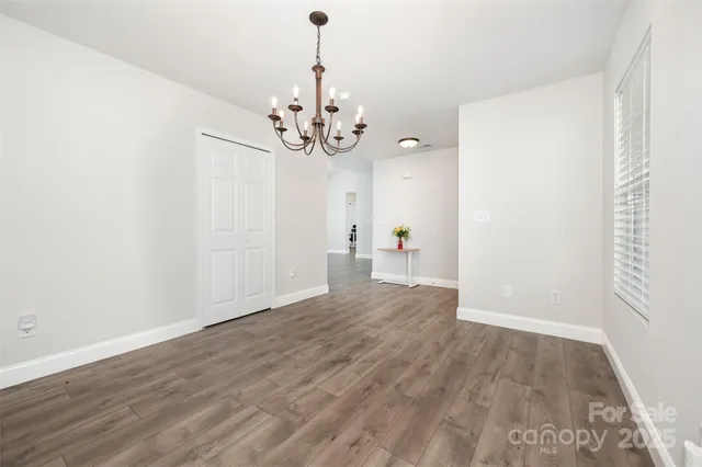 a view of a chandelier in a room