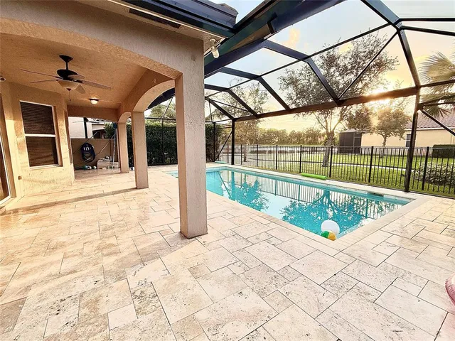 a view of a porch with a backyard