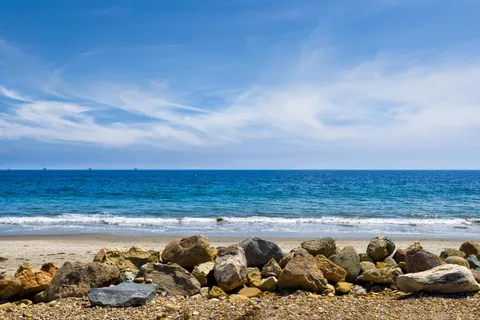a view of an ocean and beach