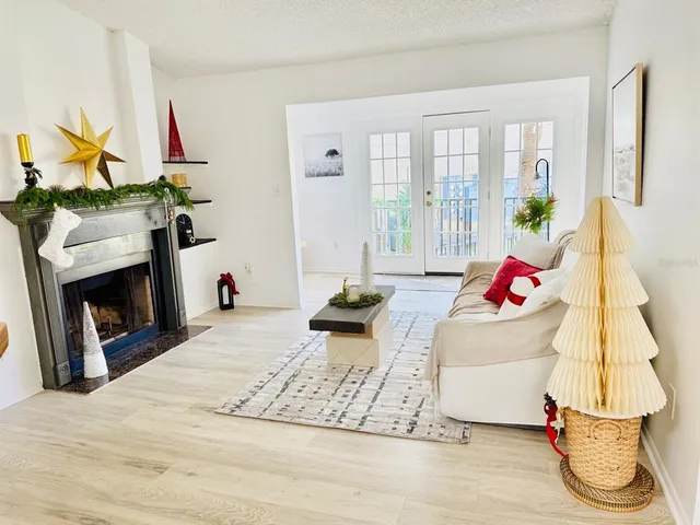 a view of a livingroom with a fireplace
