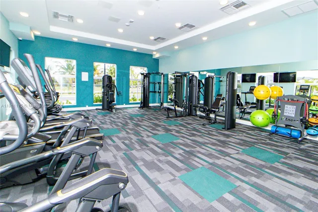 a view of a room with gym equipment