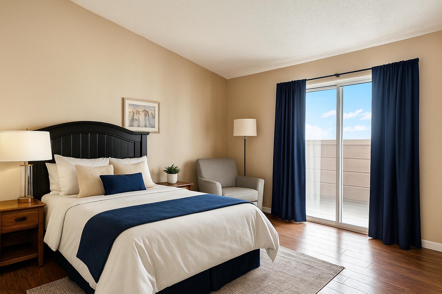 18070 Langlois Road, Unit 220 Desert Hot Springs, CA 92241 - Photo 19 of 30 Virtual Staged Guest Bed