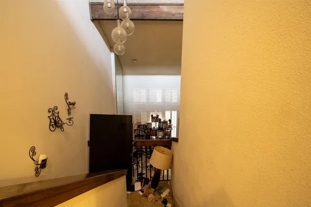 a view of workspace with wooden floor