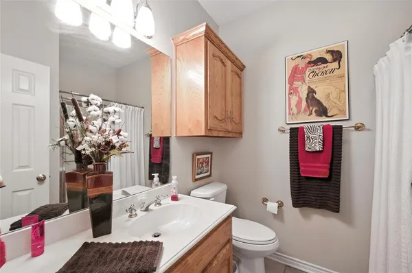 a bathroom with a toilet a sink and a mirror