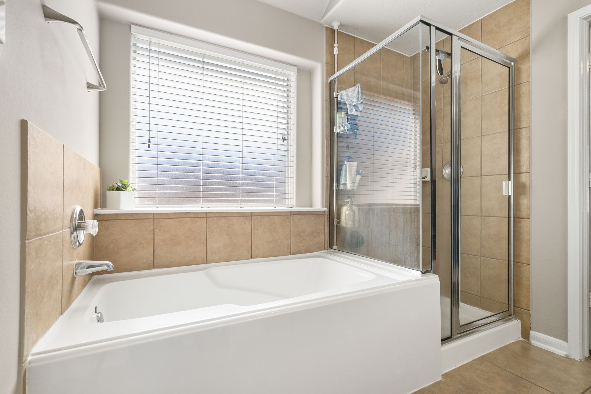 20903 Manon Lane Spring, TX 77388 - Photo 22 of 31 a bathroom with a bathtub and a shower
