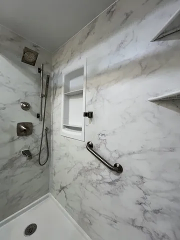 a bathroom with a shower