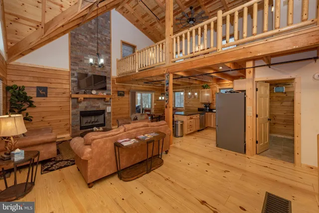 a view of a building with seating space